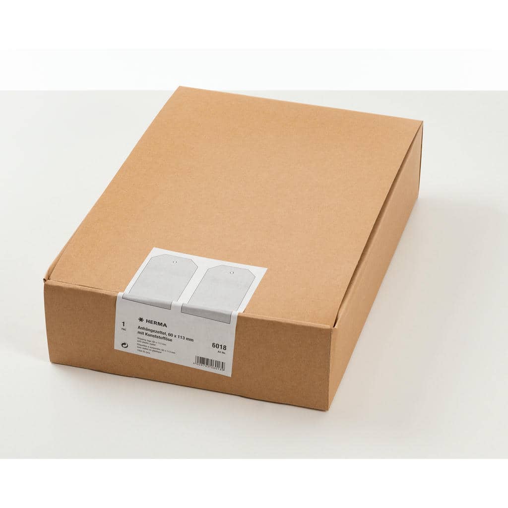 Anhängezettel mit Kunststofföse