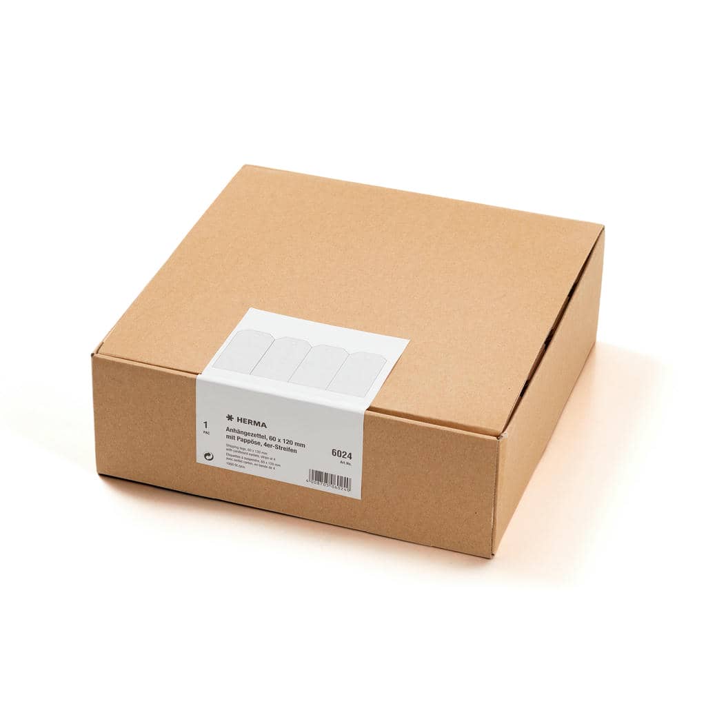 Anhängezettel 4er Streifen mit Pappöse