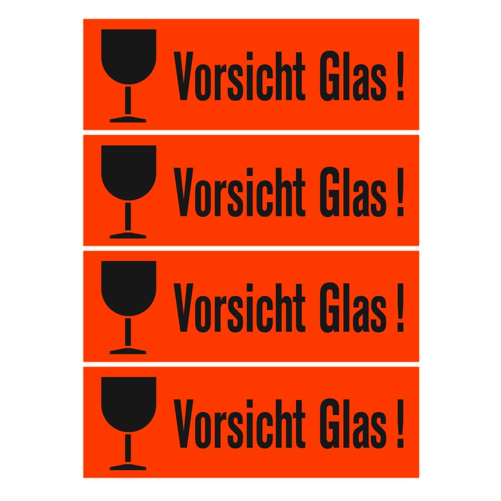 Versandzettel ""Vorsicht Glas"" leuchtrot