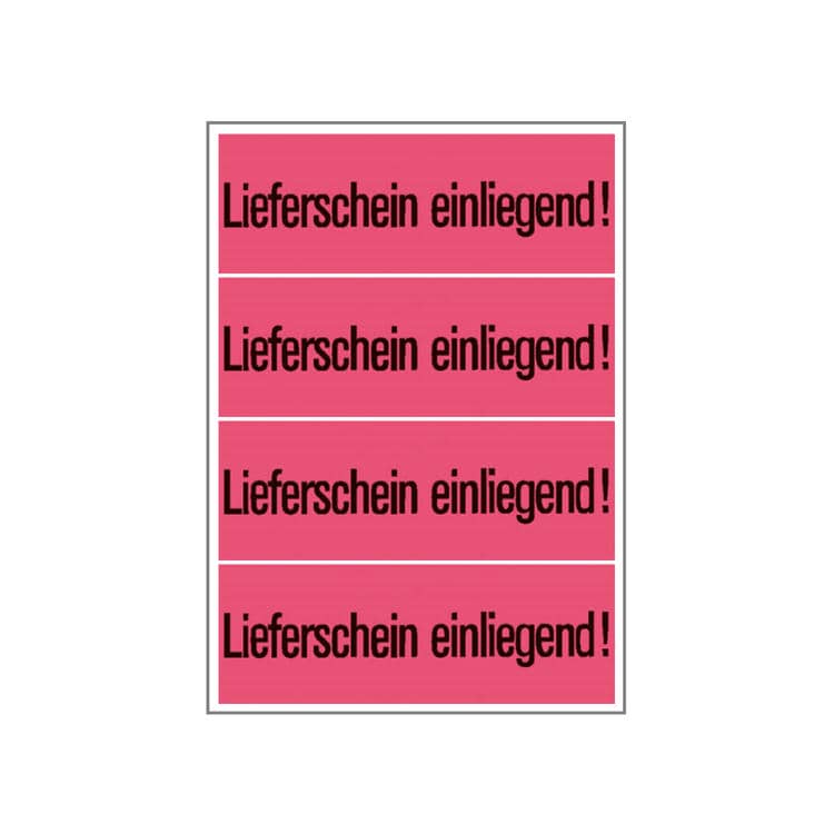 Versandzettel ""Lieferschein einliegend"" leuchtrot