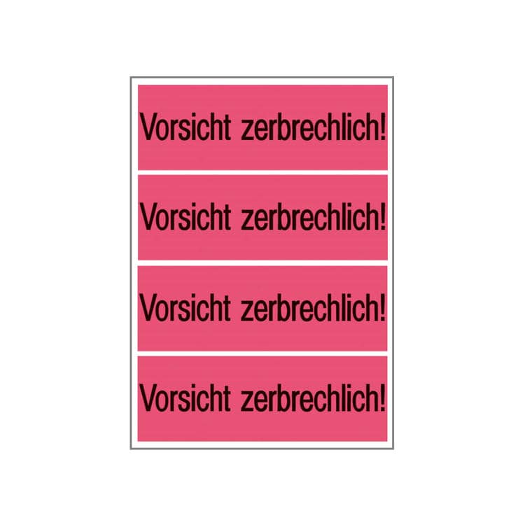 Versandzettel ""Vorsicht zerbrechlich"" leuchtrot