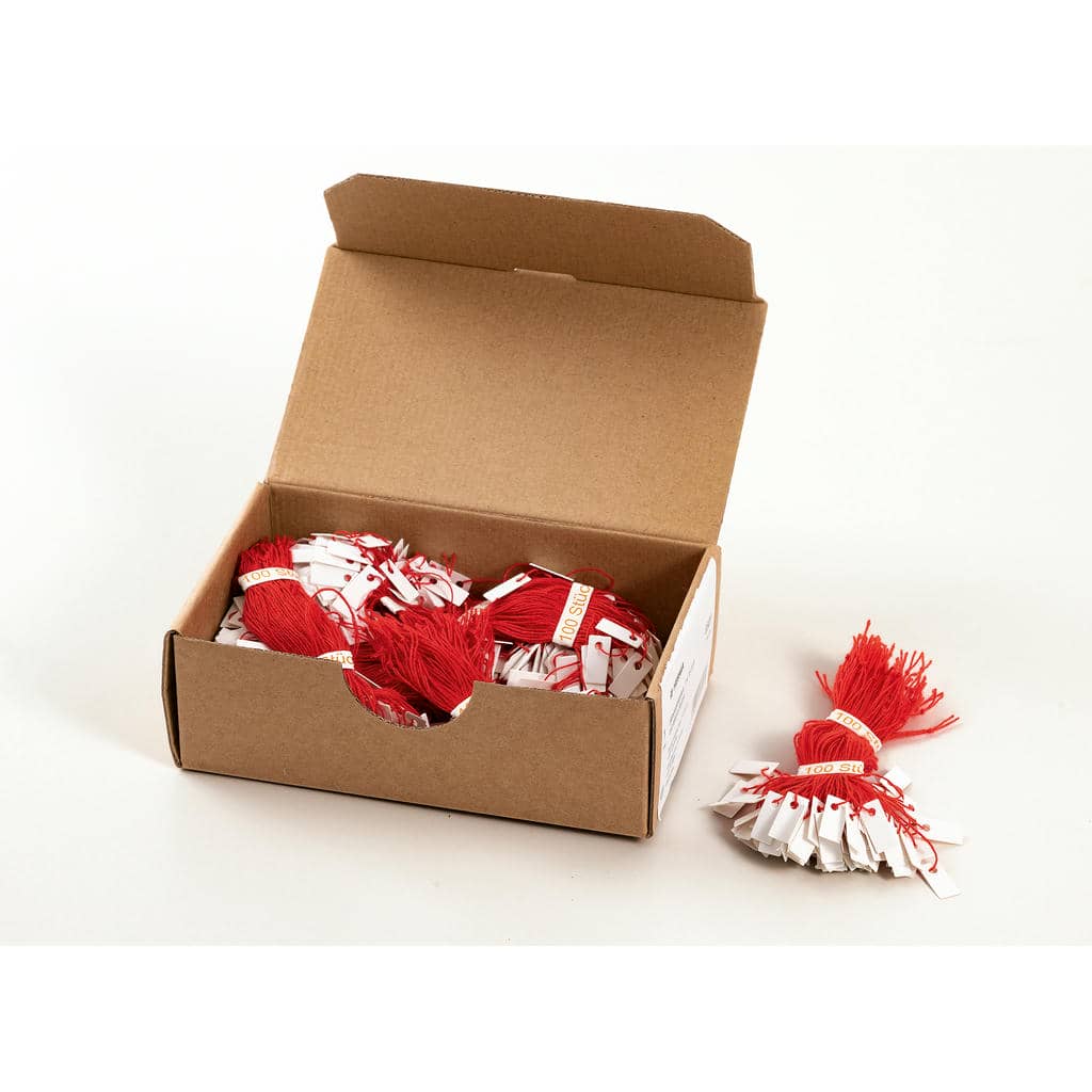 Hängeetiketten mit Faden rot, 1000 St.