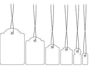 Hängeetiketten mit Faden rot, 1000 St.