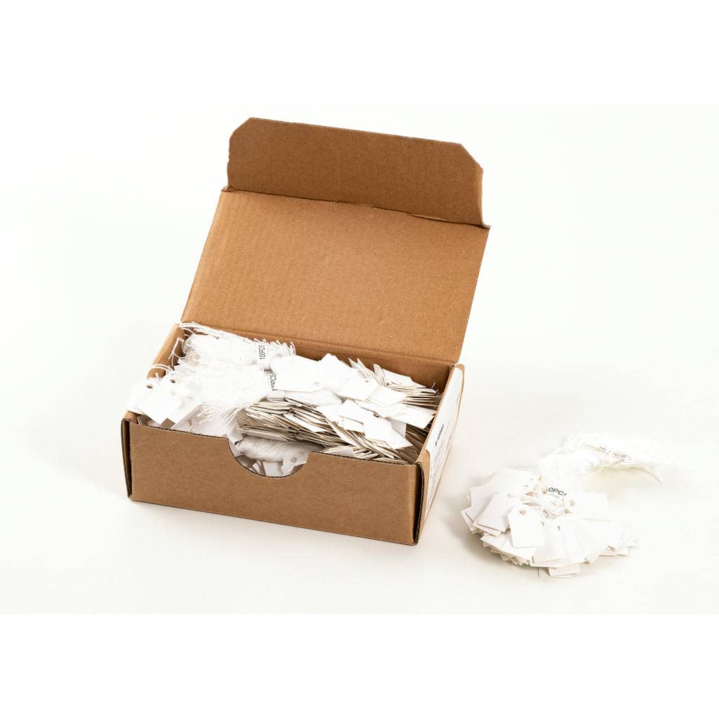 Hängeetiketten mit Faden weiß, 1000 St.