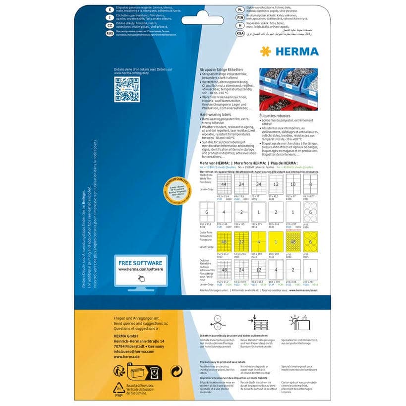 Wetterfeste Folien-Etiketten, gelb, extrem stark haftend