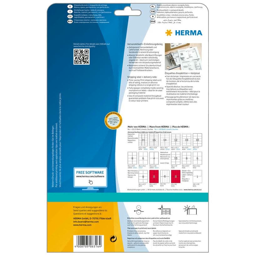 Versandetikett + Einlieferungsbeleg blickdicht