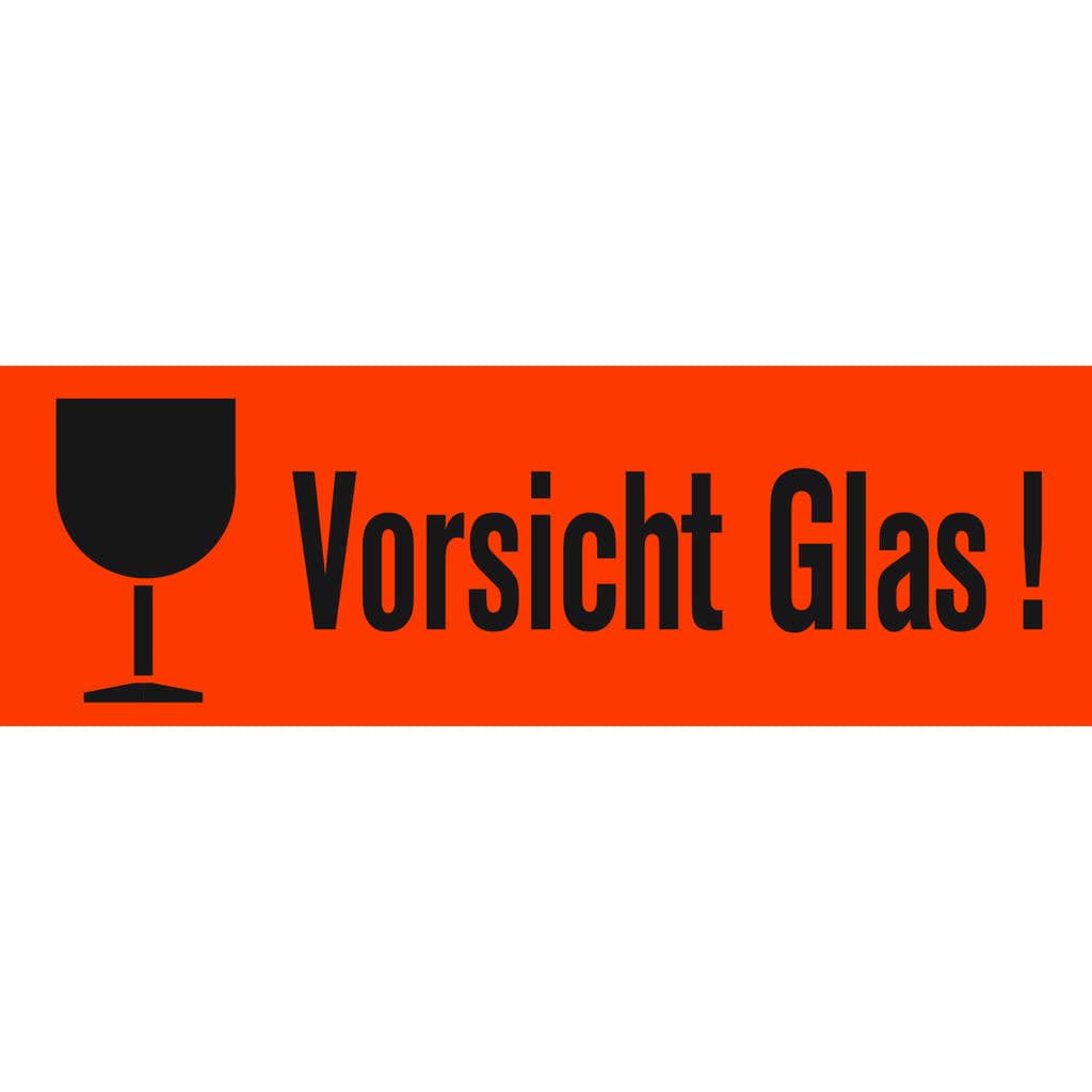 Versandzettel ""Vorsicht Glas"" leuchtrot