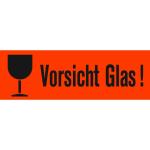 Versandzettel ""Vorsicht Glas"" leuchtrot