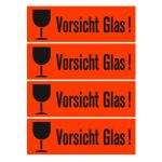 Versandzettel ""Vorsicht Glas"" leuchtrot