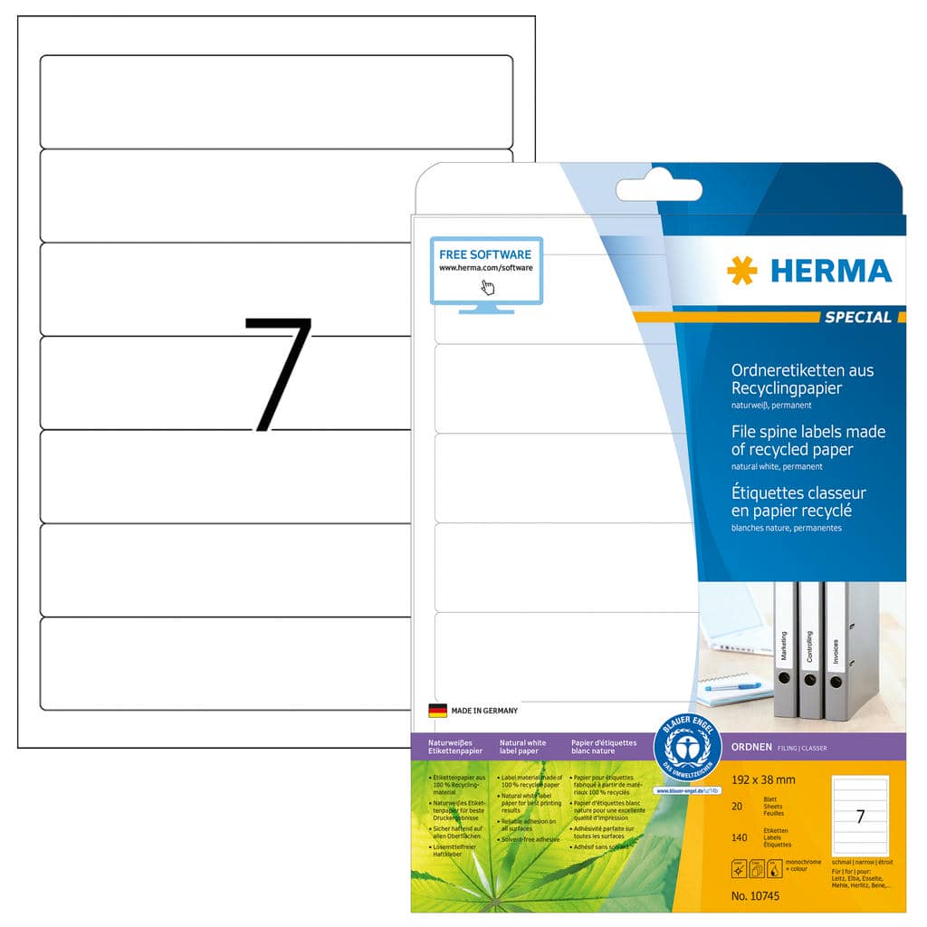 Ordner-Etiketten, Recyclingpapier