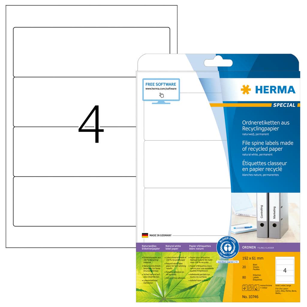 Ordner-Etiketten, Recyclingpapier