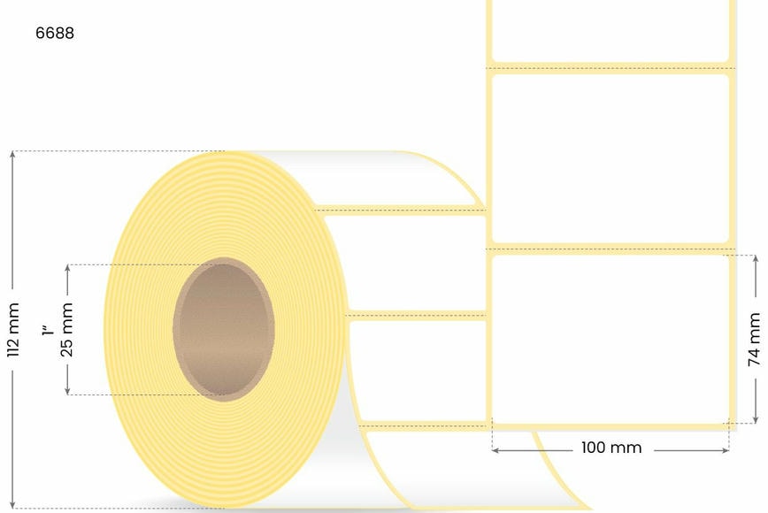 Rollenetikett Thermo ECO, 100x74 mm | 900 Etiketten/Rolle