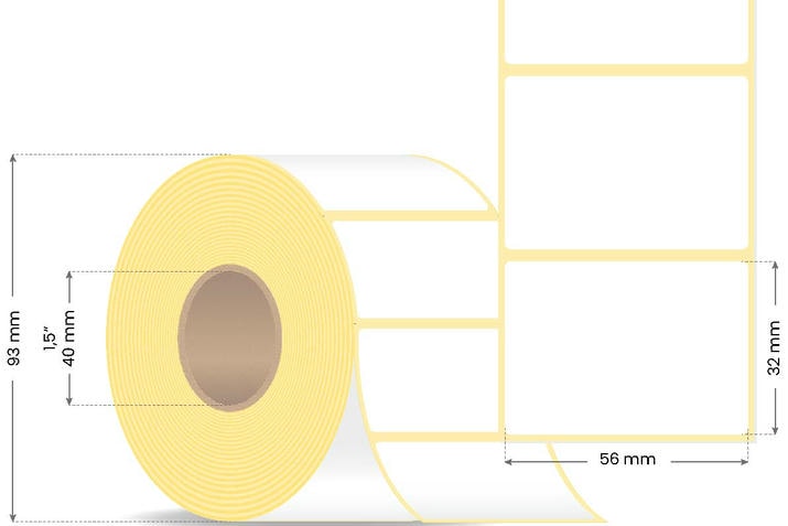 Rollenetikett Thermo ECO, 56x32 mm | 1200 Etiketten/Rolle