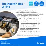 Zebra ZT111, 8 Punkte/mm (203dpi), EPL, EPLII, ZPL, ZPLII, USB, USB-Host, RS232, BT (BLE), Ethernet, ZT11142-D0E000FZ