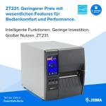 Zebra ZT231, 8 Punkte/mm (203dpi), Display, EPL, ZPL, ZPLII, USB, USB-Host, RS232, BT (BLE), Ethernet, ZT23142-T0E000FZ