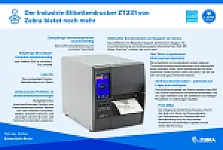 Zebra ZT231, 8 Punkte/mm (203dpi), Display, EPL, ZPL, ZPLII, USB, USB-Host, RS232, BT (BLE), Ethernet, ZT23142-T0E000FZ