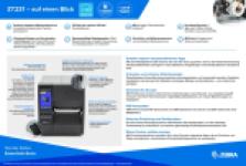 Zebra ZT231, 8 Punkte/mm (203dpi), Display, EPL, ZPL, ZPLII, USB, USB-Host, RS232, BT (BLE), Ethernet, ZT23142-T0E000FZ
