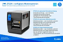 Zebra ZT231, 8 Punkte/mm (203dpi), Display, EPL, ZPL, ZPLII, USB, USB-Host, RS232, BT (BLE), Ethernet, ZT23142-T0E000FZ