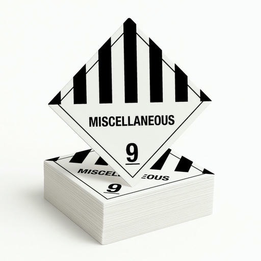 Gefahrgutetikett Klasse 9 – Verschiedene gefährliche Stoffe und Geg...