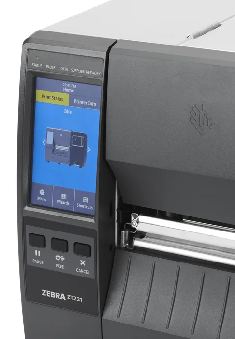 Zebra ZT231, 8 Punkte/mm (203dpi), Display, EPL, ZPL, ZPLII, USB, USB-Host, RS232, BT (BLE), Ethernet, ZT23142-T0E000FZ