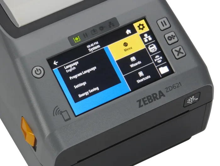 ZEBRA ZD621R, 8 Punkte/mm (203dpi), Disp. (Farbe), RTC, RFID, USB, USB-Host, RS232, BT (BLE), Ethernet, grau, ZD6A142-30EFR2EZ