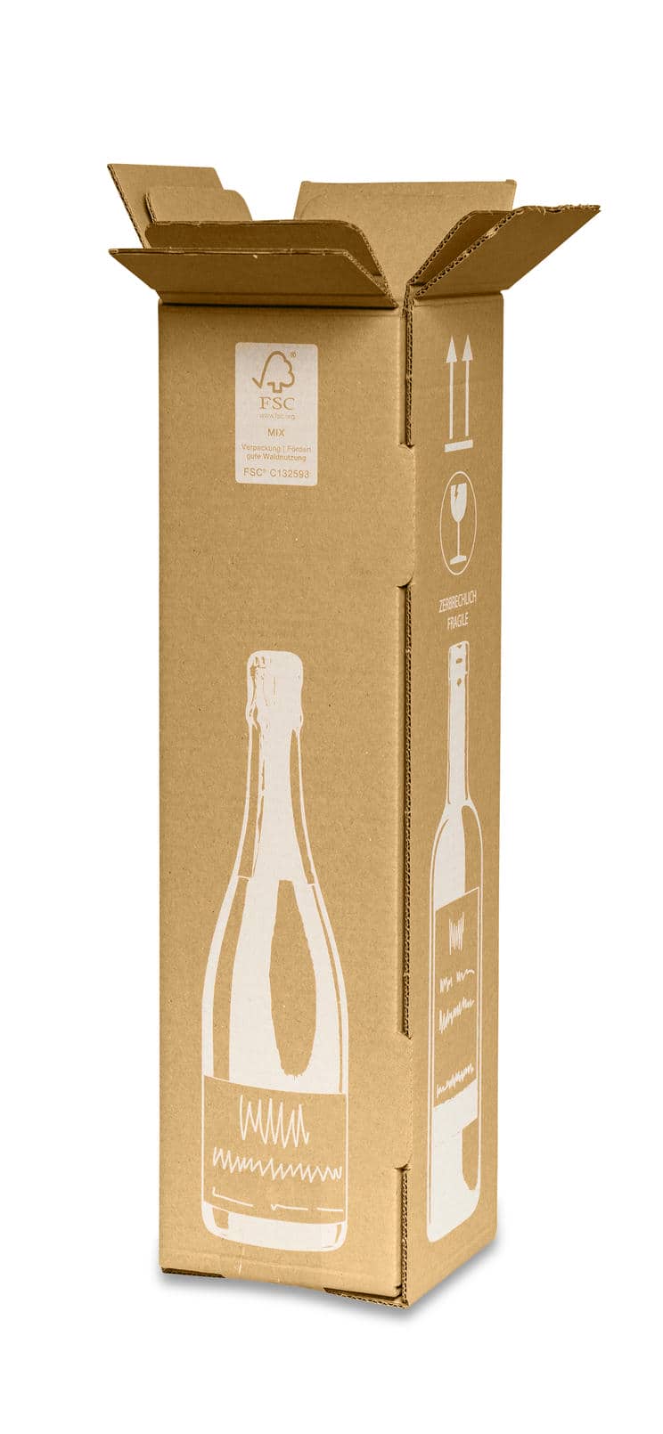 Versandkarton FÜR WEINFLASCHEN “Eco-Line“ (105x105x420 mm)
