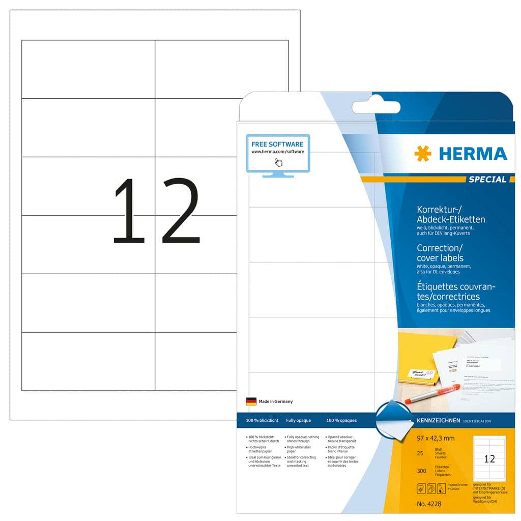 Korrektur-/AbdeckEtiketten, blickdicht