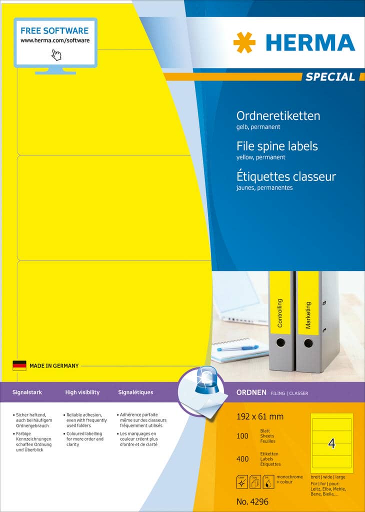 Ordner-Etiketten gelb