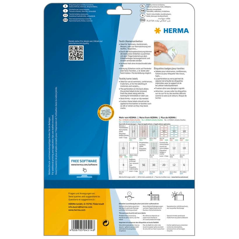 Namensetiketten trennbar, Acetatseide, ablösbar