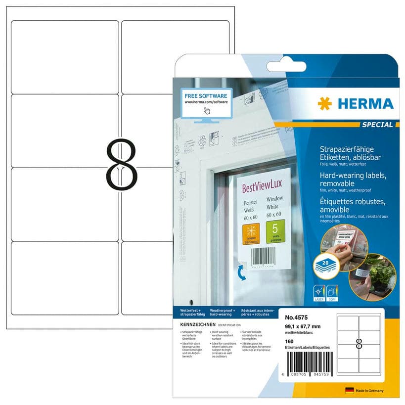 Wetterfeste Folien-Etiketten, wieder, ablösbar